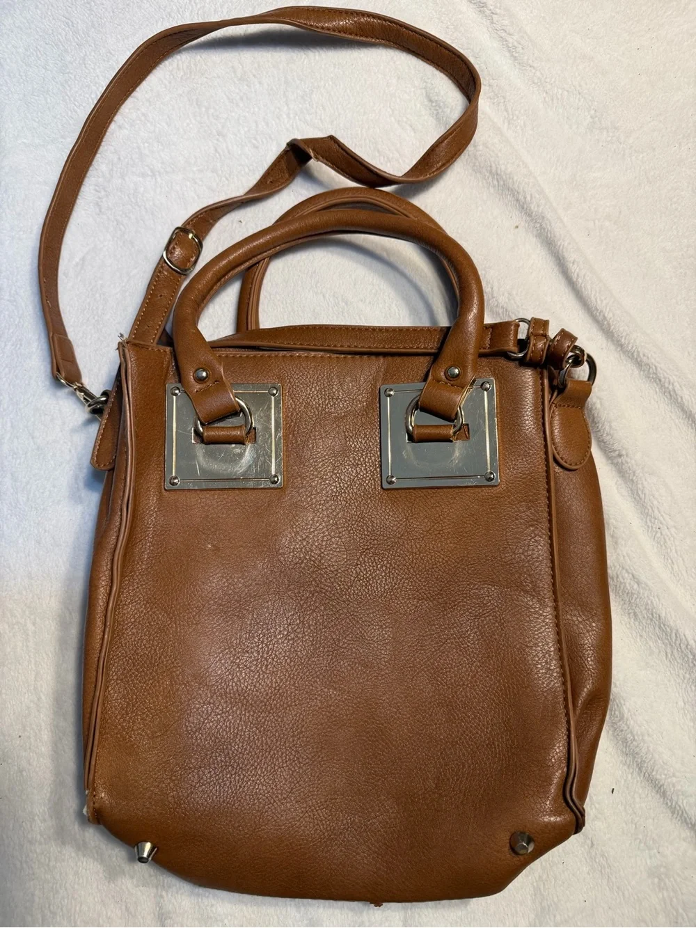 Madison West Brown Shoulder Tote with Gold Hardware